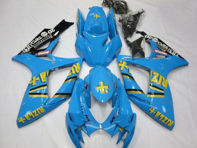 Carena Moto Suzuki GSXR 600 / GSXR 750 2006-2007 - Azzurro Chiaro Nero Giallo Rizla