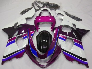 Carena Moto Suzuki GSXR 600 / GSXR 750 2004-2005 - Bianco Rosa Blu Nero Lucido