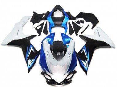 Carena Moto Suzuki GSXR 600 / GSXR 750 2011-2024 - Bianco Azzurro Chiaro Nero Lucido