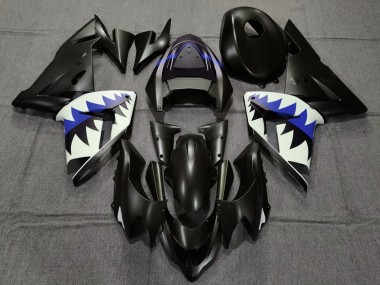 Carena Moto Kawasaki ZX10R 2004-2005 - Nero Opaco Blu Scuro Squalo