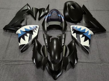 Carena Moto Kawasaki ZX10R 2004-2005 - Nero Opaco Azzurro Chiaro Squalo