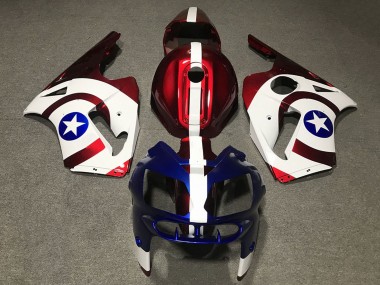 Carena Moto Kawasaki ZX12R 2002-2006 - Rosso Blu Bianco Star Captain America