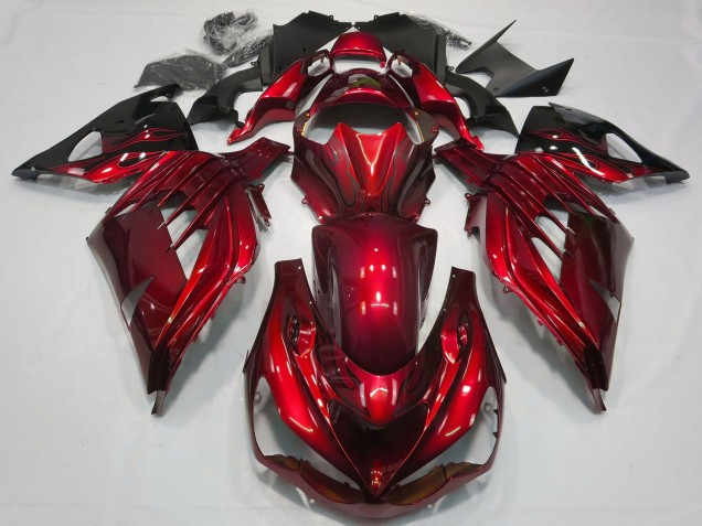Carena Moto Kawasaki ZX14R ZZR1400 2012-2024 - Rosso Nero Lucido