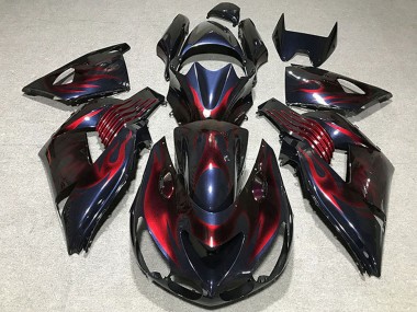Carena Moto Kawasaki ZX14R 2006-2011 - Camaleonte Blu Nero Rosso Fiamma