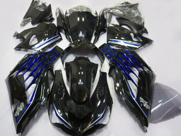 Carene Moto Kawasaki ZX14R ZZR1400 2012-2024 - Nero Lucido Blu
