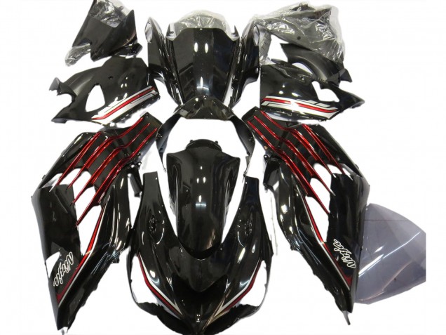 Carene Moto Kawasaki ZX14R ZZR1400 2012-2024 - Nero Lucido Rosso