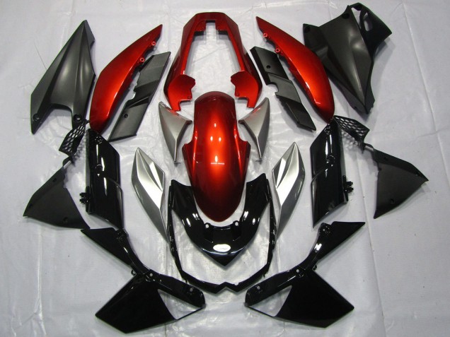 Carena Moto Kawasaki Z1000 2010-2013 - Rosso Argento Nero Lucido