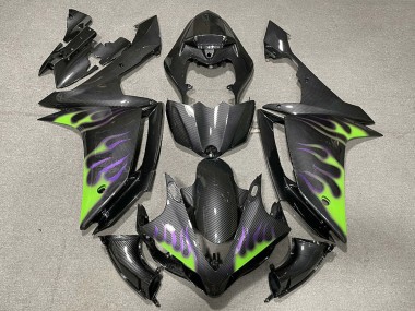 Carena Moto Yamaha R1 2007-2008 - Fibra di Carbonio Verde Viola Fiamma