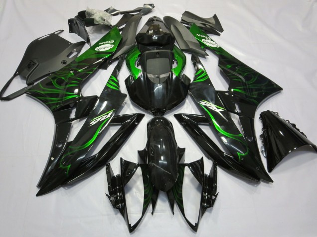 Carena Moto Yamaha R6 2006-2007 - Nero Lucido Verde Fiamma