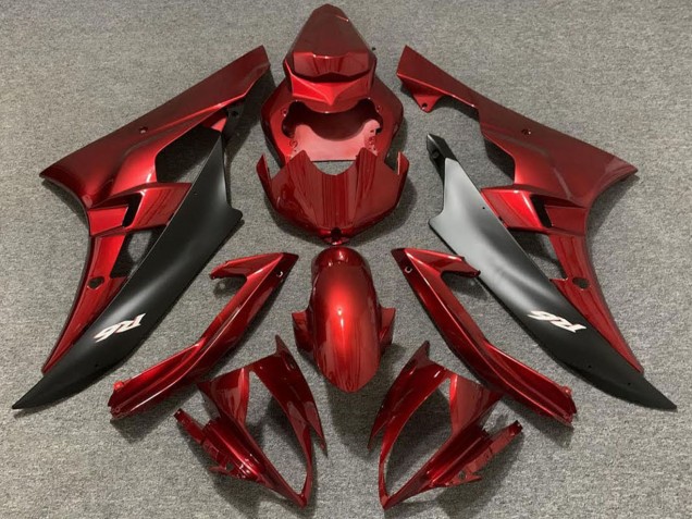 Carena Moto Yamaha R6 2006-2007 - Rosso Nero Opaco