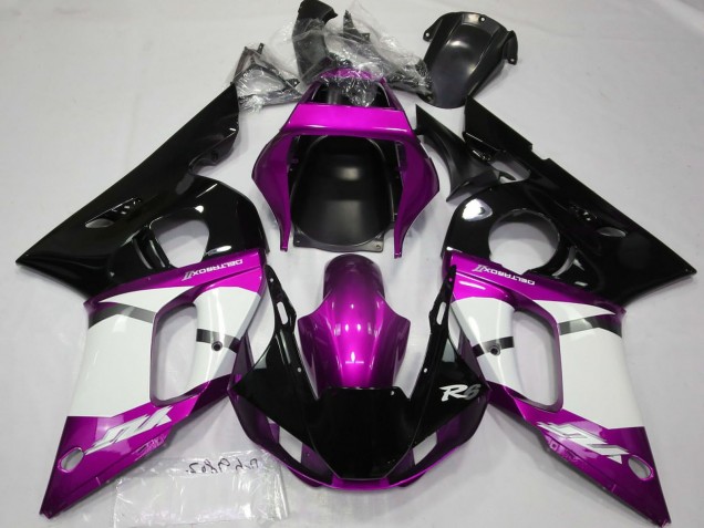 Carena Moto Yamaha R6 1998-2002 - Viola Bianco Nero Lucido