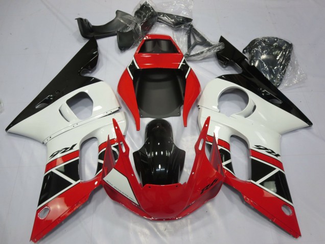 Carena Moto Yamaha R6 1998-2002 - Rosso Bianco Nero Lucido OEM Stile