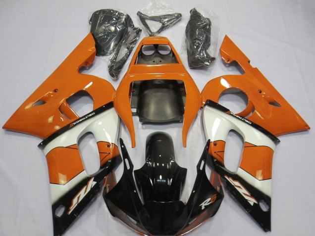 Carena Moto Yamaha R6 1998-2002 - Arancia Bianco Nero Lucido