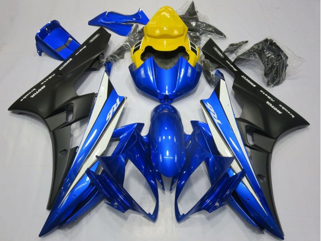 Carena Moto Yamaha R6 2006-2007 - Giallo Blu Bianco Nero Opaco Motul