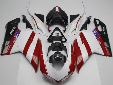 Carena Moto Ducati 848 1098 1198 2007-2014 - Bianco Rosso Nero Lucido