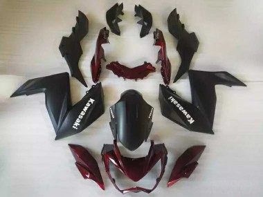Carena Moto Kawasaki Z250/Z300 2015-2016 - Nero Opaco Rosso Bordeaux