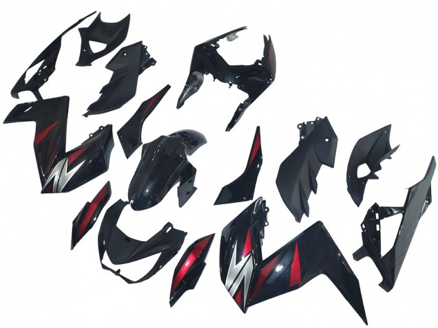 Carena Moto Kawasaki Z250/Z300 2015-2016 - Nero Lucido Rosso Argento