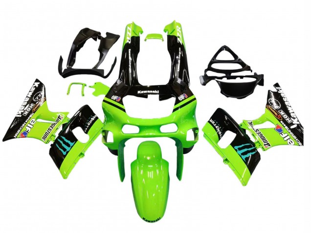 Carena Moto Kawasaki ZZR400 1993-2007 - Verde Nero Lucido Blu Mostro Elf Touch4 Bridgestone