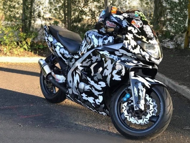 Carena Moto Yamaha YZF600R Thundercat 1996-2007 - Nero Bianco Grigio Camouflage