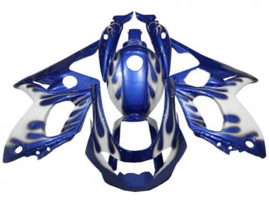 Carena Moto Yamaha YZF600R Thundercat 1996-2007 - Blu Bianco Argento Fiamma
