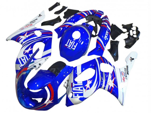 Carena Moto Yamaha YZF600R Thundercat 1996-2007 - Blu Bianco Argento Rosso Fiat Motul