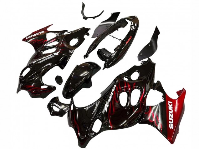 Carena Moto Suzuki GSX600F/GSX750F 2004-2006 - Nero Lucido Rosso Fiamma