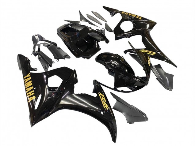 Carena Moto Yamaha YZF R6S 2006-2009 - Nero Lucido Oro Decals