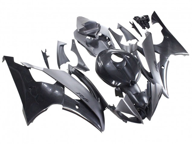 Carena Moto Yamaha YZF 600 R6 2008-2016 - Grigio Nero Fibra di Carbonio Stile