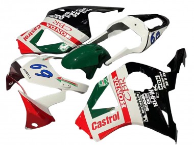 Carena Moto Honda CBR900RR 954 2002-2003 - Bianco Rosso Verde Nero Lucido Castrol