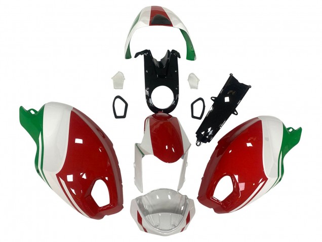 Carena Moto Ducati Monster 696 796 1100 1100S 2008-2012 - Bianco Rosso Verde
