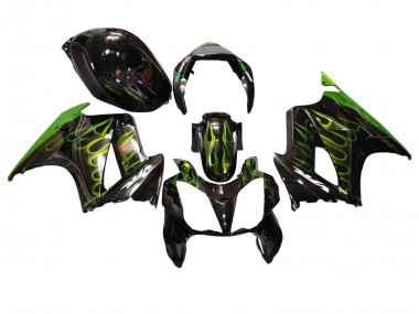 Carena Moto Honda VFR 800 2002-2013 - Nero Lucido Verde Fiamma