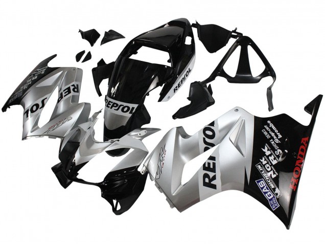 Carena Moto Honda VFR 800 2002-2013 - Argento Nero Lucido Repsol