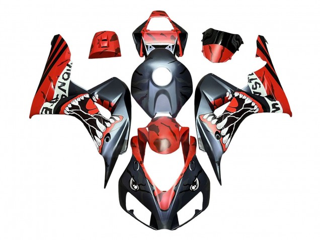 Carena Moto Honda CBR1000RR 2006-2007 - Rosso Nero Opaco Mostro Squalo