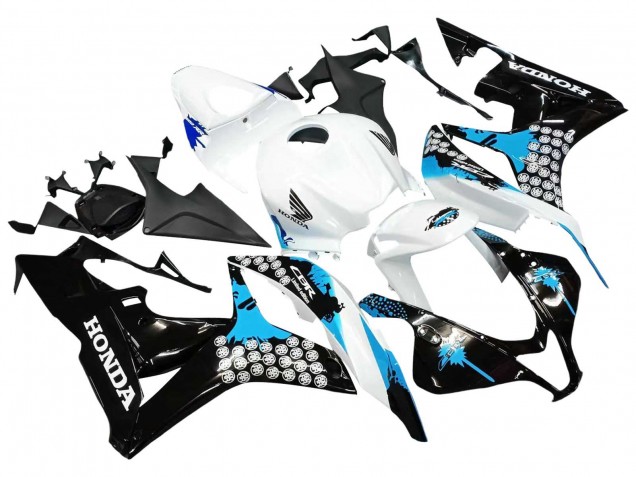Carena Moto Honda CBR600RR 2007-2008 - Bianco Azzurro Chiaro Nero Lucido
