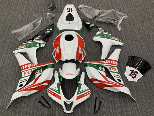 Carena Moto Honda CBR600RR 2007-2008 - Bianco Rosso Verde Nero Lucido Castrol 16