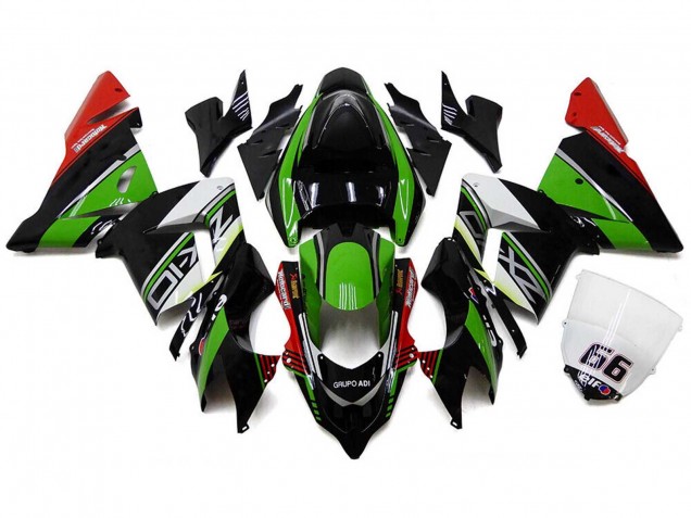 Carena Moto Kawasaki ZX10R 2004-2005 - Bianco Nero Verde Elf