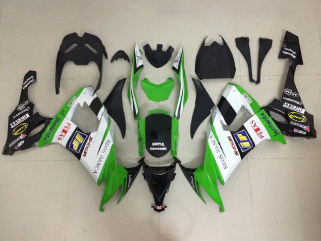 Carena Moto Kawasaki ZX10R 2008-2010 - Bianco Verde Nero Lucido Motul Neos Banca Petas