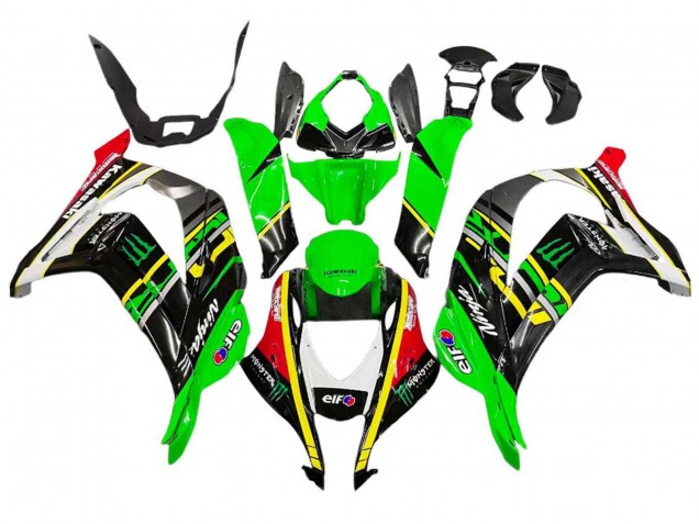 Carena Moto Kawasaki ZX10R 2016-2020 - Verde Giallo Rosso Nero Elf Mostro