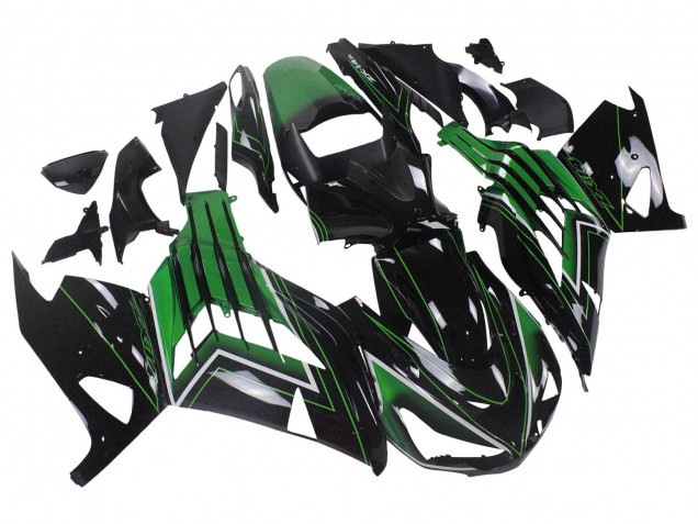 Carena Moto Kawasaki ZX14R ZZR1400 2012-2024 - Verde Nero Lucido Banda