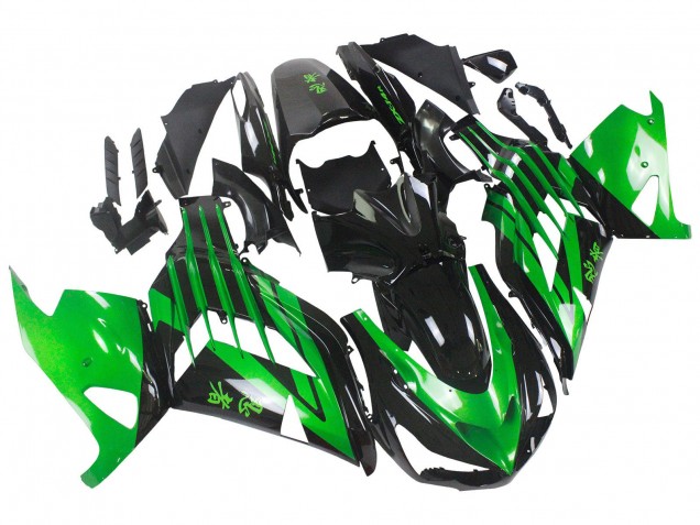 Kit Carena Moto Kawasaki ZX14R ZZR1400 2012-2024 - Verde Nero Lucido