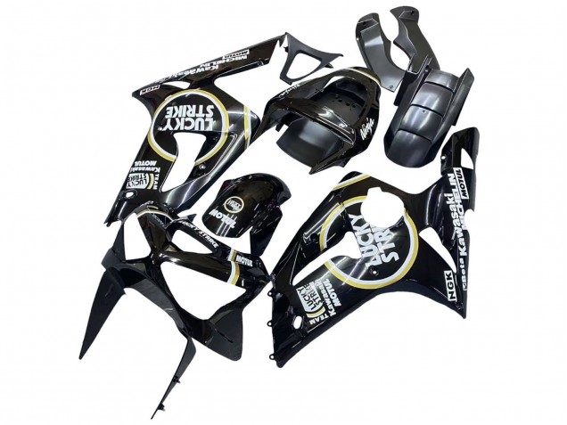 Carena Moto Kawasaki ZX6R 2003-2004 - Nero Lucido Bianco Motul Lucky Strike