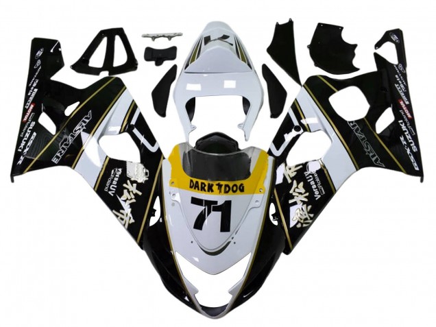 Carena Moto Suzuki GSXR 600 / GSXR 750 2004-2005 - Bianco Nero Giallo Dark Dog 71