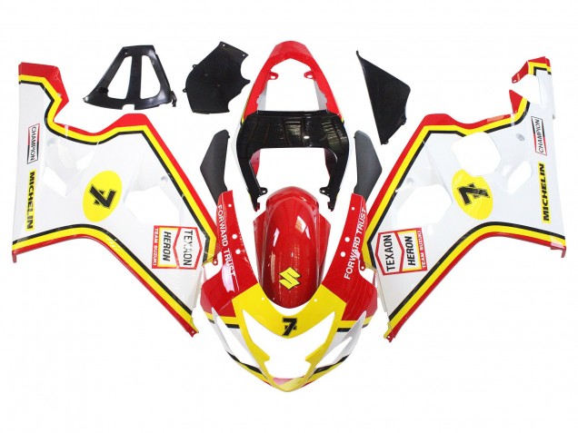 Carena Moto Suzuki GSXR 600 / GSXR 750 2004-2005 - Bianco Rosso Giallo Michelin Texaon Heron 7