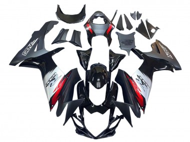 Carena Moto Suzuki GSXR 600 / GSXR 750 2011-2024 - Nero Lucido Forgiato Fibra di Carbonio Argento Rosso