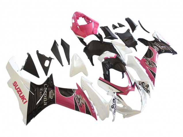 Carena Moto Suzuki GSXR 600 / GSXR 750 2011-2024 - Bianco Rosa Nero Corona