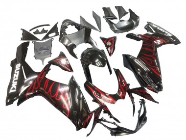 Carena Moto Suzuki GSXR 600 / GSXR 750 2011-2024 - Nero Lucido Rosso Fiamma