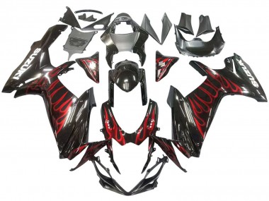 Carena Moto Suzuki GSXR 600 / GSXR 750 2011-2024 - Nero Lucido Rosso Fiamma