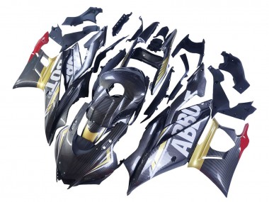 Carena Moto Yamaha YZF R3/R25 2022-2024 - Nero Fibra di Carbonio Stile Oro Rosso ABBOT
