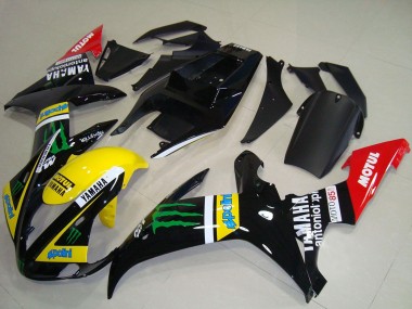 Carene Moto Yamaha YZF R1 2002-2003 - Nero Lucido Giallo Rosso Verde Motul Mostro