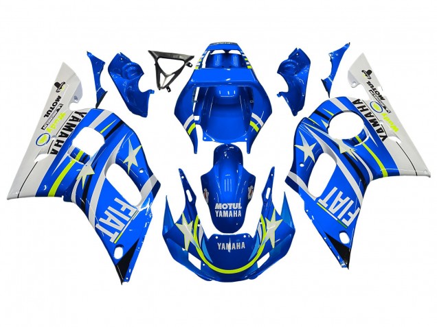 Carena Moto Yamaha YZF 600 R6 1998-2002 - Bianco Blu Neon Giallo Fiat Motul Michelin